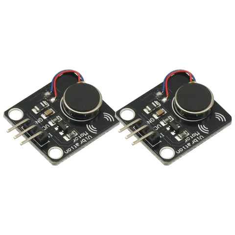 Two Pack PWM Vibration Motor Switch Module 5V DC For Arduino Mega 2560 R3 DIY Kit With 9000 RPM Minimum Silent Vibe Indicator Dual Vibration Motors Easy Connect For Prototyping And Microcontroller Projects, two black PCB modules
