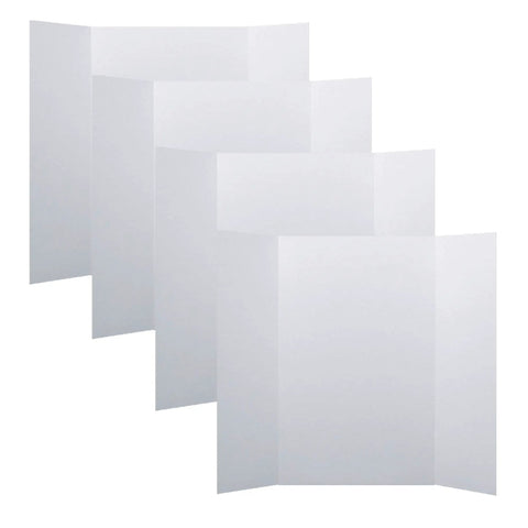 4 pack of 36 Inch By 48 Inch Project Boards For Presentations And Science Fairs White Trifold Poster Displays For School Projects And Event Booths Made In USA