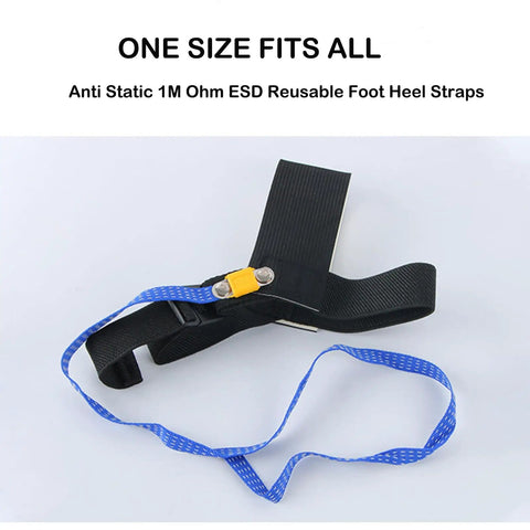 Anti Static Grounding Strap Kit With Adjustable Wrist Bands And Quick Release Clasps For Workshop Grounding, 103 To 106 Ohm Resistance, foot and heel straps