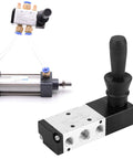 Five Port Three Position Manual Pneumatic Control Valve With Hand Lever 0 To 0.8 MPa Range Inlet PT1/4 Exhaust G1/8