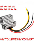 Built Tough Heavy Duty Dc To Dc Boost Converter Step Up Voltage Regulator Module For Auto Cars And Boats Delivers Straight Up Steady 12 Volt 13 Point 8 Output At 10 Amp Load, with metal casing and multiple wires.