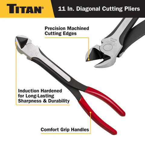 11-Inch Diagonal Cutting Pliers With Long Reach Induction-Hardened Cutting Edges And Non-Slip Vinyl Grips For Pro Grade Electricians And DIY Projects Today