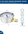 BPSSDI 0-15 psi low-pressure gauge with 2.5in dial, stainless steel case, 1/4in NPT lower mount