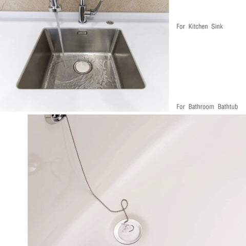 Heavy Hitter 2 Pack Rubber Tub Stopper With Smooth Pull Chain Fits 1 To 1 3 8 Inch Drains in kitchen sink and bathtub.