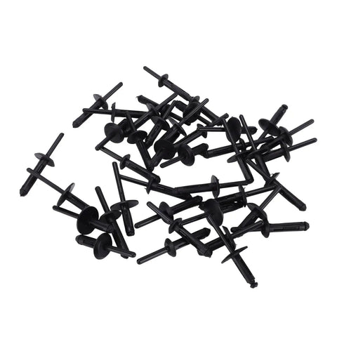 Assorted black rivets from All In One Plastic Rivet Gun Kit With 41 Piece Assorted Rivets And Fastener Remover