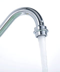 Vintage Tub Faucet Wall Mount 3 Hole 8 Inch Center Chrome Finish Solid Brass Construction Drip Free One Quarter Turn Ceramic Disc Cartridge 9.6 Inch Spout Reach Retro Bath Upgrade