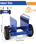Heavy Duty Door Cart With 550 Lb Load Capacity And Secure Clamp For Moving Stone Glass Drywall And Fences features measurements in blue.