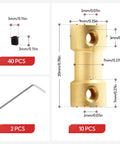Dimensions of Brass Shaft Couplers Set Of 10 2mm To 2mm Motor Shaft Couplings With Set Screws High Temperature Resistant