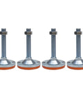 Four Pack Adjustable Leveling Feet For Heavy Duty Beefed-Up Cabinets Tables Workbenches Shelving Galvanized Surface Resists Corrosion And Reduces Friction Stainless Steel Construction For Durability And Long Service Life Bottom Lip Design Distributes. four stainless steel leveling feet with threaded stems and round bases