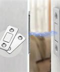15 Piece Magnetic Cabinet Catches Set Strong Door Magnets with invisible adhesive and secure closure demonstrated on cabinet
