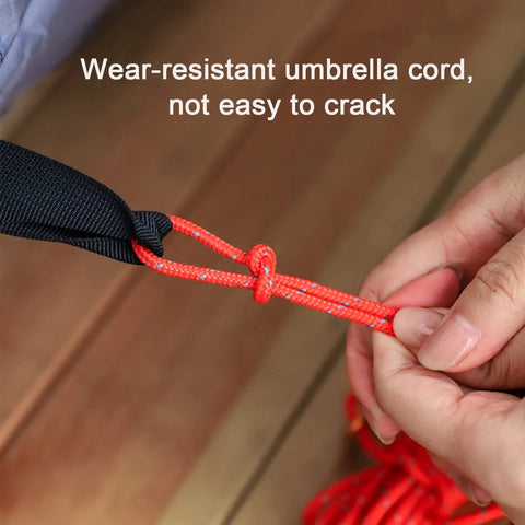Close-up of red knot on 8 Pack 4mm Reflective Tent Guylines With Aluminum Adjuster Tensioner Ultralight Camping Ropes