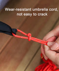 Close-up of red 4mm reflective tent guy line with knot, Eight Pack High Reflective 4mm Tent Guy Lines With Aluminum Tensioner