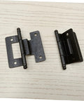 VILLCASE cabinet door hinges, two black iron hinges with mounting plates, heavy-duty for kitchen or bathroom cabinets.