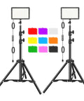 LED Video Light Kit Two Pack Lit With 18 Color Filters And Adjustable Tripod Stand for Photo and Video Shooting Streaming