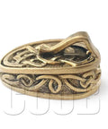 Bronze intricately designed pommel from Finger Guard Bolster And Pommel Knife Handle Set For Custom Blade Making, Vacuum Casted Finish.