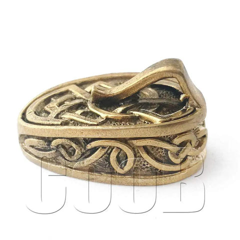 Bronze intricately designed pommel from Finger Guard Bolster And Pommel Knife Handle Set For Custom Blade Making, Vacuum Casted Finish.