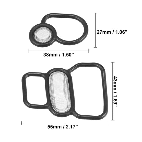 Honda Civic VTEC Solenoid Gasket Spool Valve Filter Screen Kit Pack Of 2 Black Direct Fit For 1996 Through 2005 Civic Del Sol 1996 Through 1997 Prelude 1993 Through 1994 Easy Install
