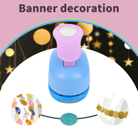 Set Of 3 Circle Punches 5 Eighths Inch 1 Inch And 1.5 Inch Round Punches for DIY paper crafts, image showing sample banner decoration