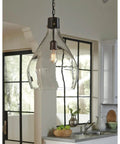 Industrial Glass Pendant Light With Clear Shade In Gray Finish Dope Urban Edison Bulb Vibe For Modern Kitchen Island