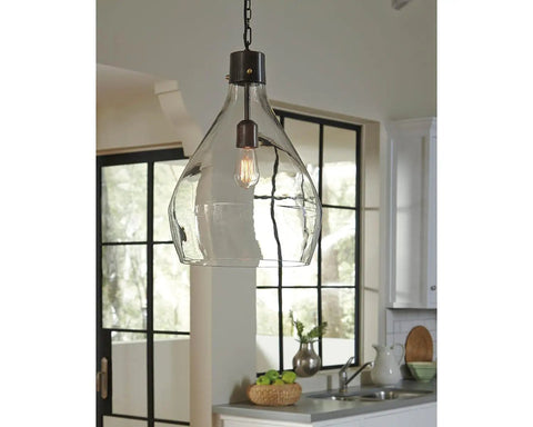 Industrial Glass Pendant Light With Clear Shade In Gray Finish Dope Urban Edison Bulb Vibe For Modern Kitchen Island