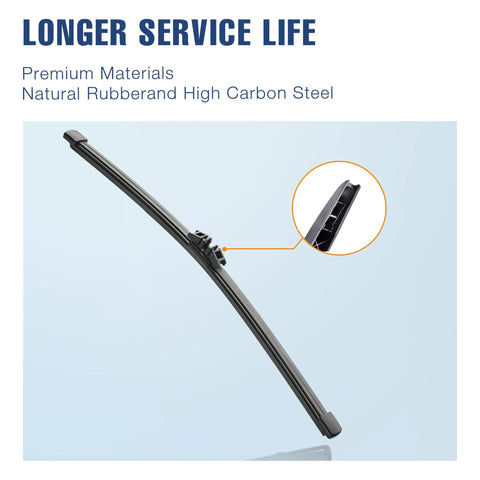 Heavy Duty Nine Inch Rear Wiper Blade Replacement For Ford Bronco Sport 2021 To 2024 showcasing natural rubber and high carbon steel.