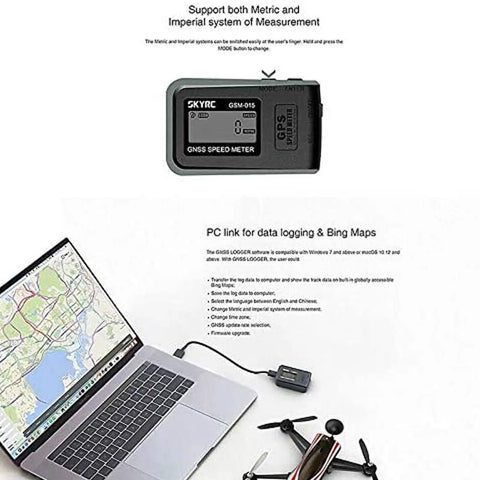 GPS Enabled GNSS Remote Control Speedometer And Altimeter Data Tracker with laptop and drone setup
