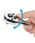 Hand holding a Three Eighths Inch Drive Ratchet With Ninety Tooth Quick Release Reversible Chrome Alloy Finish showing rotation pivot.