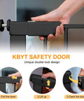 Person using the lock mechanism of the Extra Wide Walk Through Pet Gate With Auto Close Durable Metal Baby And Pet Gate For Stairs And Doorways Forty Point Five Inches Full Width Includes 2 Extension Kits Black.