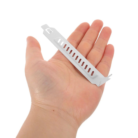 20 Pieces Alloy Steel PCI Slot Covers With Screws For Graphics Cards And PC Cases Ventilated Expansion Slot Covers To Boost Dope Airflow And Cut Heat Easy Install For DIY Home PC Builds Dust Prevention, white vented slot cover in hand