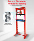 Beefy 12 Ton Hydraulic Shop Press Heavy Duty H Frame Garage Floor Press with precision springs and adjustable work table.