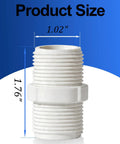 3/4 Inch PVC Pipe Fitting Hex Nipple G Three Fourth Male To G Three Fourth Male Thread Coupling Connector For Plumbing Schedule 40 Garden Hose Thread DIY Projects Home Or Industrial Use Durable PVC size diagram