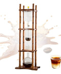 Portable 3000Ml Cold Brew Coffee Maker With Adjustable Stainless Steel Valve for smooth low acid iced coffee, setup with timber stand.