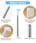 Sturdy Stainless Steel Adjustable Window Security Bar For Sliding Windows 18 To 30 Inches Privacy And Safety Lock Anti Lift Guard Lets Fresh Air In While Keeping Intruders Out Ideal For Home Cabin Apartment, showing complete length adjustment and silicone base.