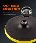 Ten Piece Polishing Pads Kit With Seven Inch Foam Buffing Pads For Car Waxing And Polishing Includes Five Varied Roughness Pads Premium Wool Pad And Microfiber Pads For Wax Removal Washable And Reusable Backing Plate showing 5/8-11 thread backing plate