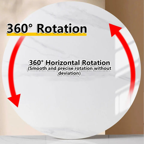 24 Inch Round Marble Lazy Susan Turntable With Tempered Glass Cover Easy To Clean And Spin displaying 360-degree rotation