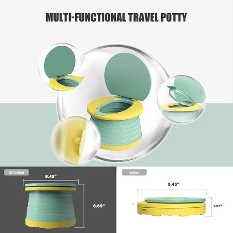 Foldable Toddler Potty Seat With 60 Disposable Liners Compact Car Travel Toilet For Kiddos Hassle Free On The Go Potty Training Kit Road Trip Ready And Fast Pack