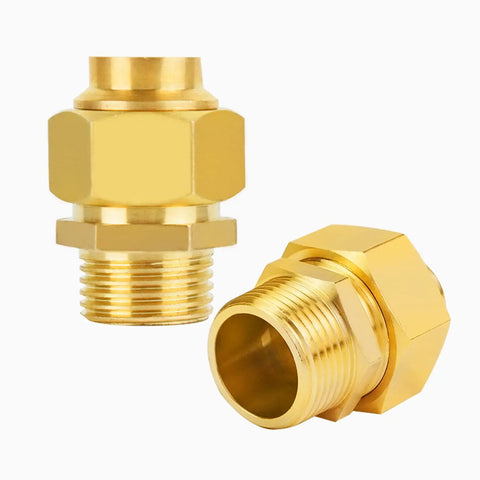 2 Pack 3/4 Inch Brass Pipe Fittings Hex Nipple NPT Male Thread Adapter For Water Gas Oil And Air Tools, Corrosion Resistant