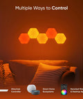 Hexagon Shapes Expansion Pack For Smarter Kit Build Bold Colorful Wall Art With Modular RGB LED Panels on living room wall
