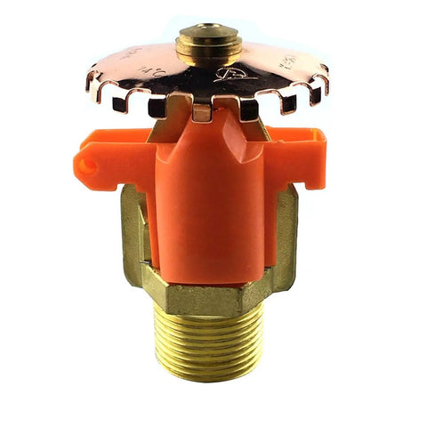 Built Tough Dn25mm Pendent Fire Sprinkler Head One Inch Fast Response With 74C Fusible Alloy, featuring a brass base and plastic cover.