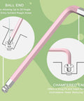 Illustration of Pink 9 Piece Cr V Allen Key Set With Long Ball End Hex Keys 1.5 To 10mm showing ball and chamfered ends