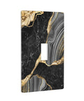 Elegant black gold marble single toggle light switch plate cover, 4.5x2.76 inches, heavy duty ABS for bedrooms and kitchens.