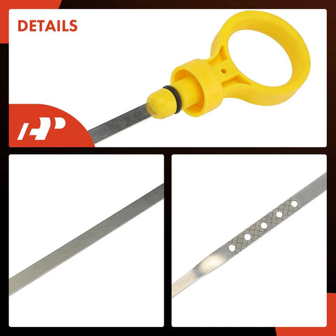 Engine Oil Dipstick Measuring Rod For 5.0L And 5.7L Chevy GMC And Cadillac Vehicles with yellow handle and steel rod