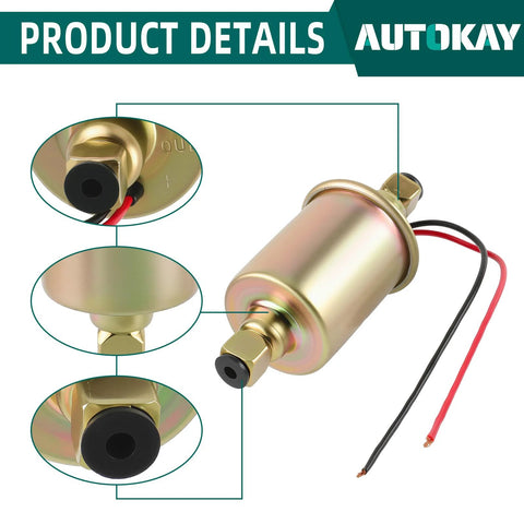 Universal 6 Volt Inline Electric Fuel Pump With Installation Kit 5-8 PSI Five Sixteenth Inch Inlet And Outlet Plug And Play Ready