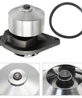 Heavy Duty Engine Water Pump Replacement For Ram 2500 3500 5.9L L6 1994 To 2007 Cummins Turbo shows 7 blade impeller and gasket.