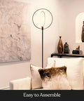 Torchiere-Style No-Fuss Dimmable LED Floor Lamp For Living Rooms And Offices near sofa with modern decor