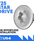 Built Tough Stainless Steel Self Drilling Screws With T25 Star Drive showing stainless steel head for easy installation.