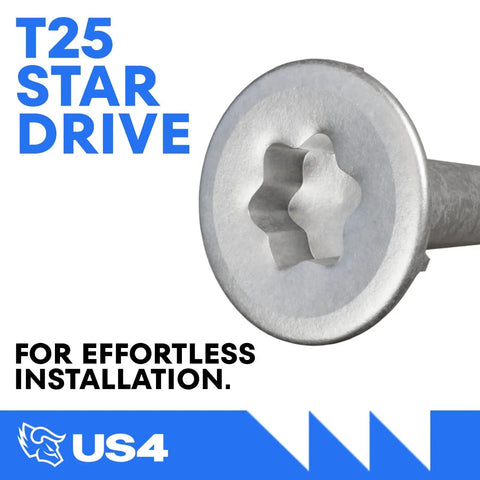 Built Tough Stainless Steel Self Drilling Screws With T25 Star Drive showing stainless steel head for easy installation.