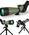 20-60x80 Dual Focus Spotting Scope With Tripod Carrying Bag And Smartphone Adapter BAK4 Angled Waterproof Outdoor Telescope shown