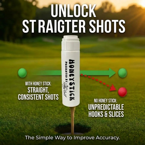 Anti Slice Gel For Golf Clubs That Crushes Slices And Keeps Centered Contact displayed on a golf tee over grass