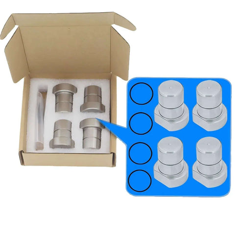 Heavy Duty 20mm Stainless Steel Bench Dogs For MFT Workbenches And Woodworking Tables 4 Pack shown in packaging with diagram